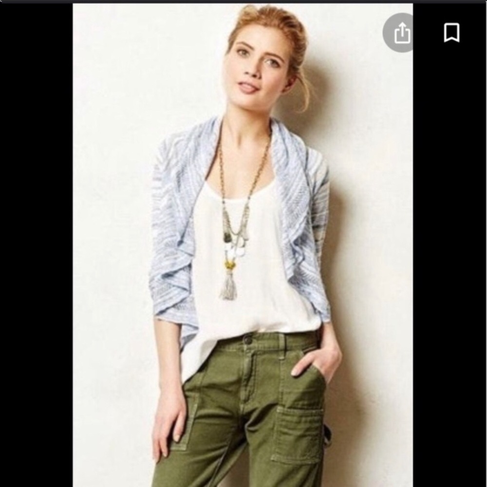 Anthropologie High Low Crochet Cardigan Blue M